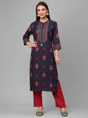 Royal Blue Ornamental Printed Kurta