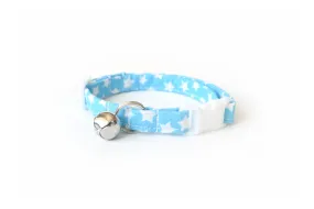 Sky Blue & White Stars Cat Collar