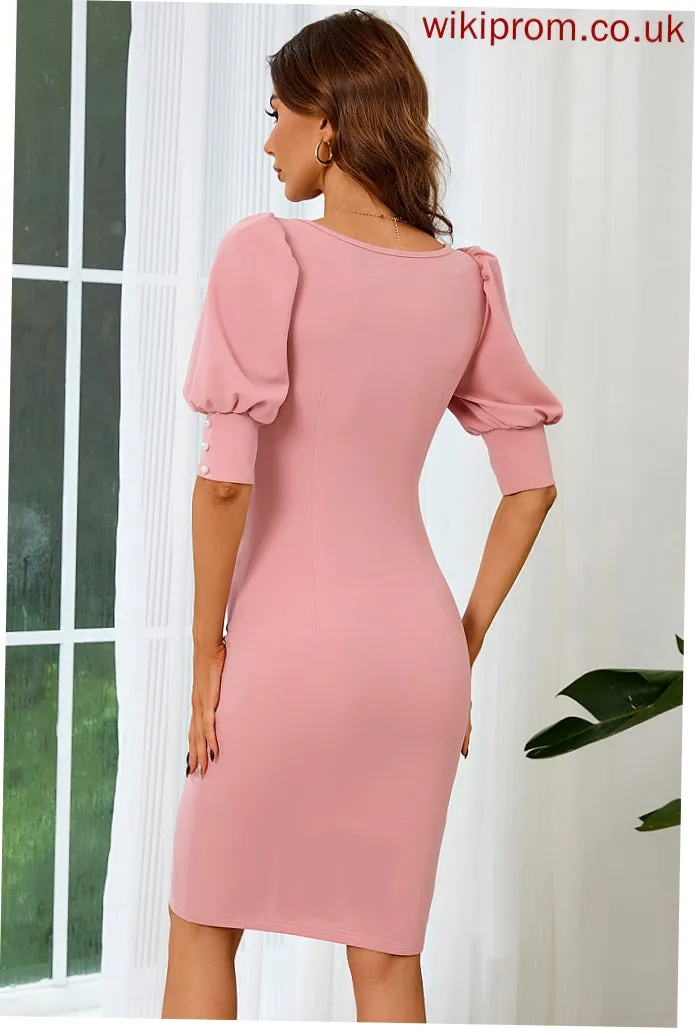 Sleeves U-Neck Club Dresses Dresses Elegant Midi 1/2 Blends Cotton Bodycon Marlee