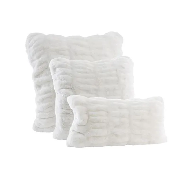 Snow Mink Faux Fur Decorative Pillows by Fabulous Furs