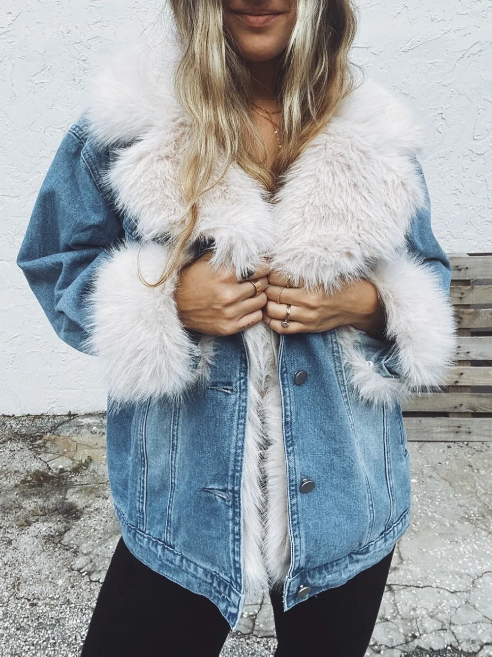 Sugar Momma Fur Trim & Denim Jacket