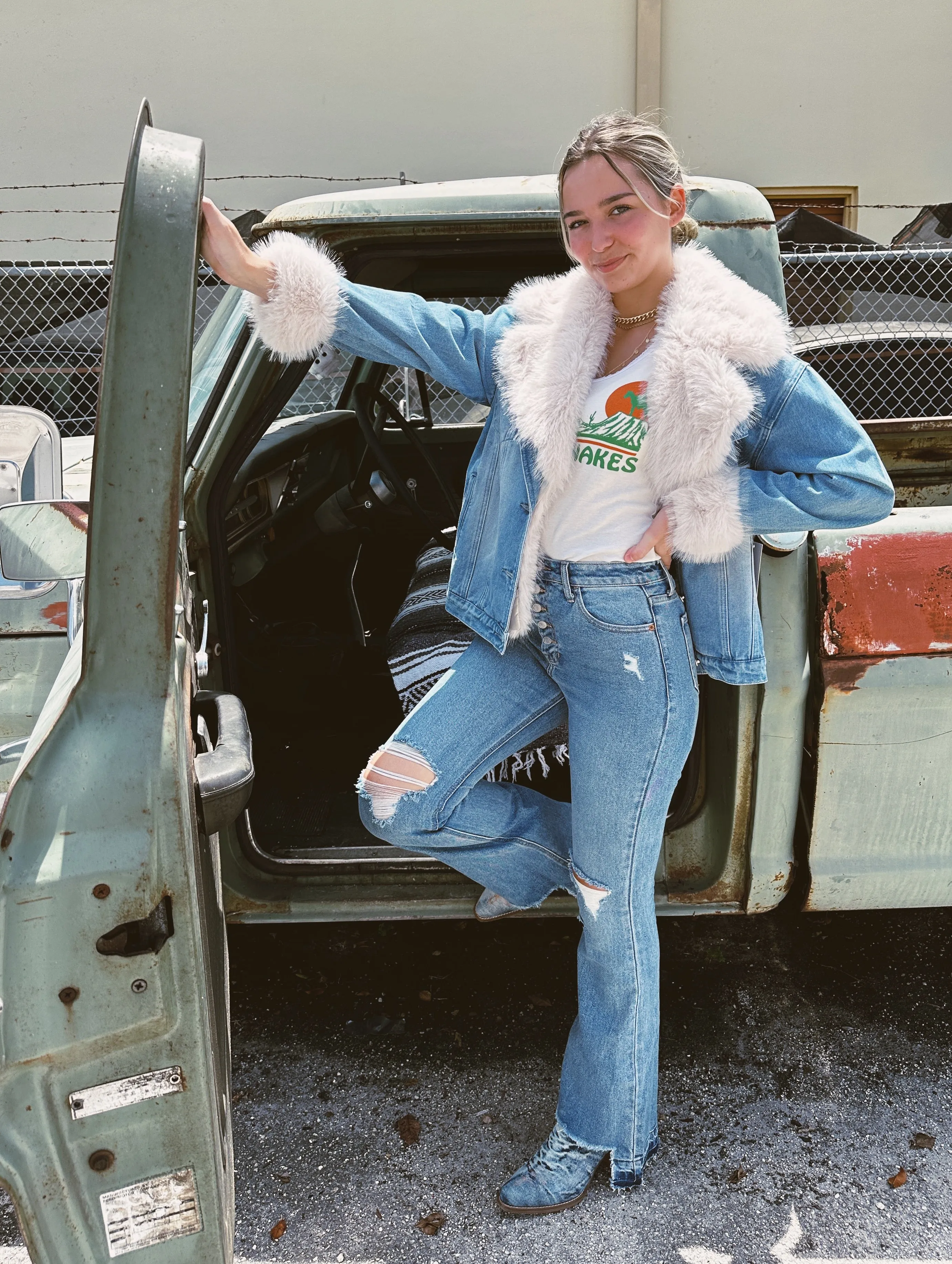 Sugar Momma Fur Trim & Denim Jacket