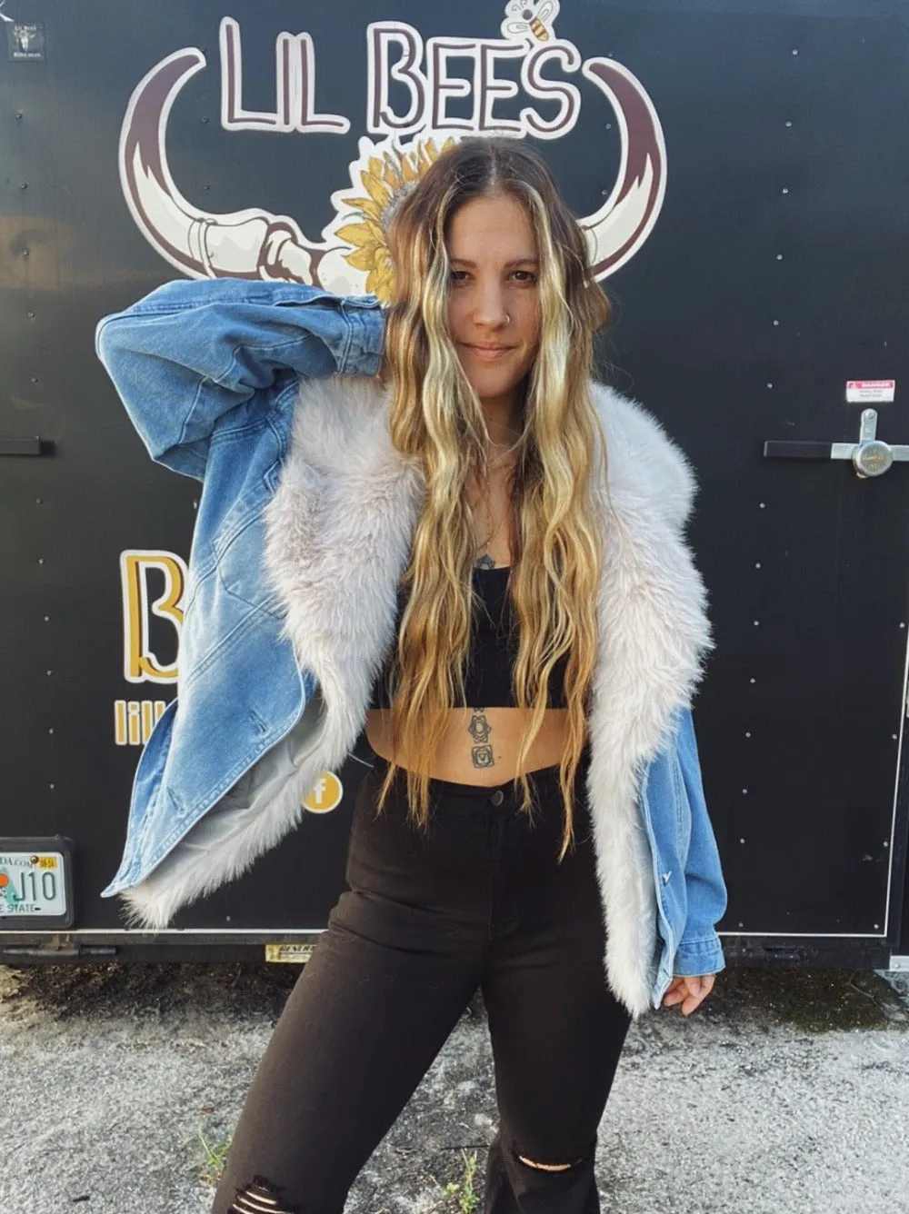 Sugar Momma Fur Trim & Denim Jacket