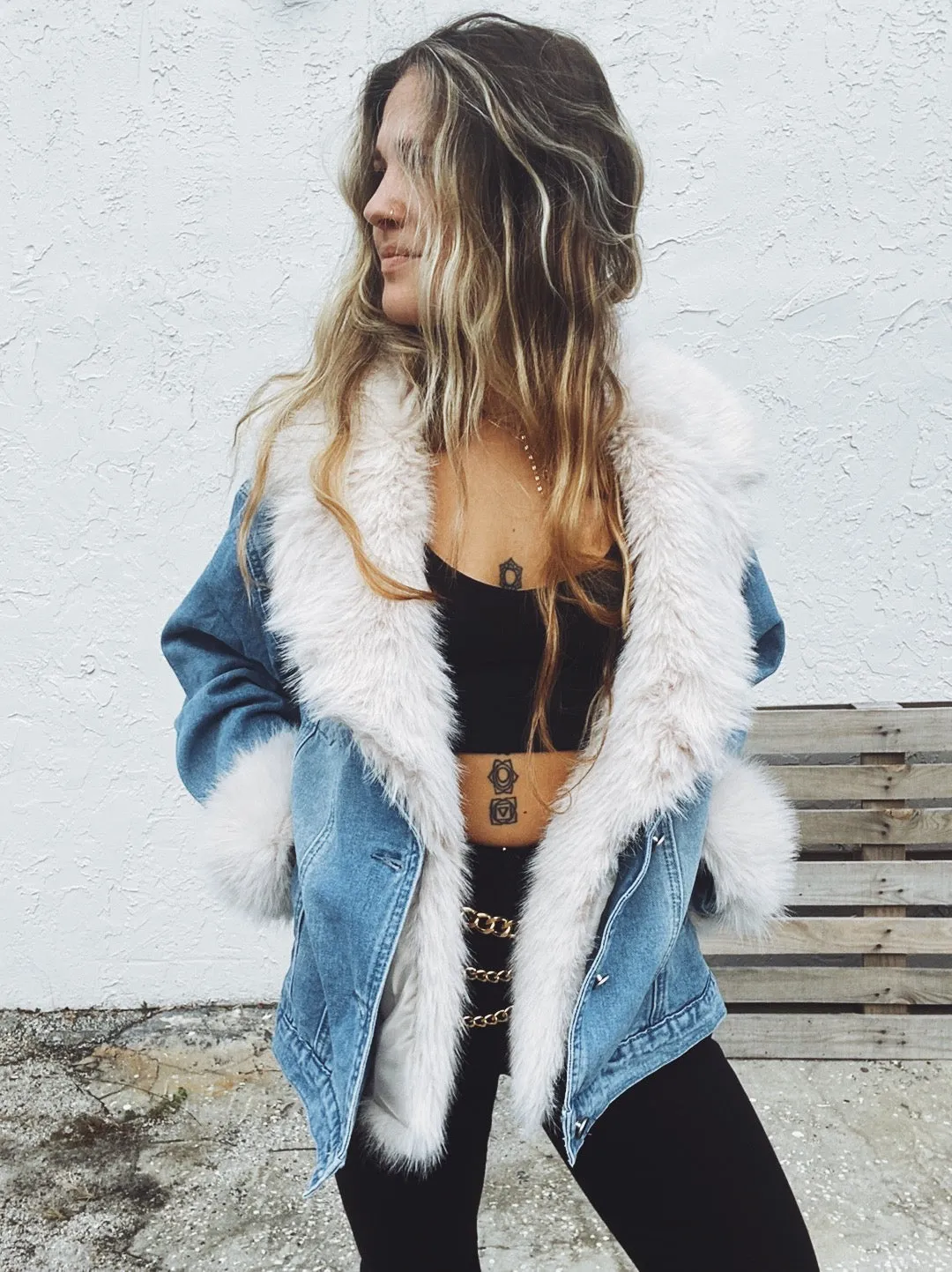 Sugar Momma Fur Trim & Denim Jacket