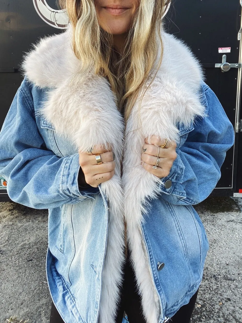 Sugar Momma Fur Trim & Denim Jacket