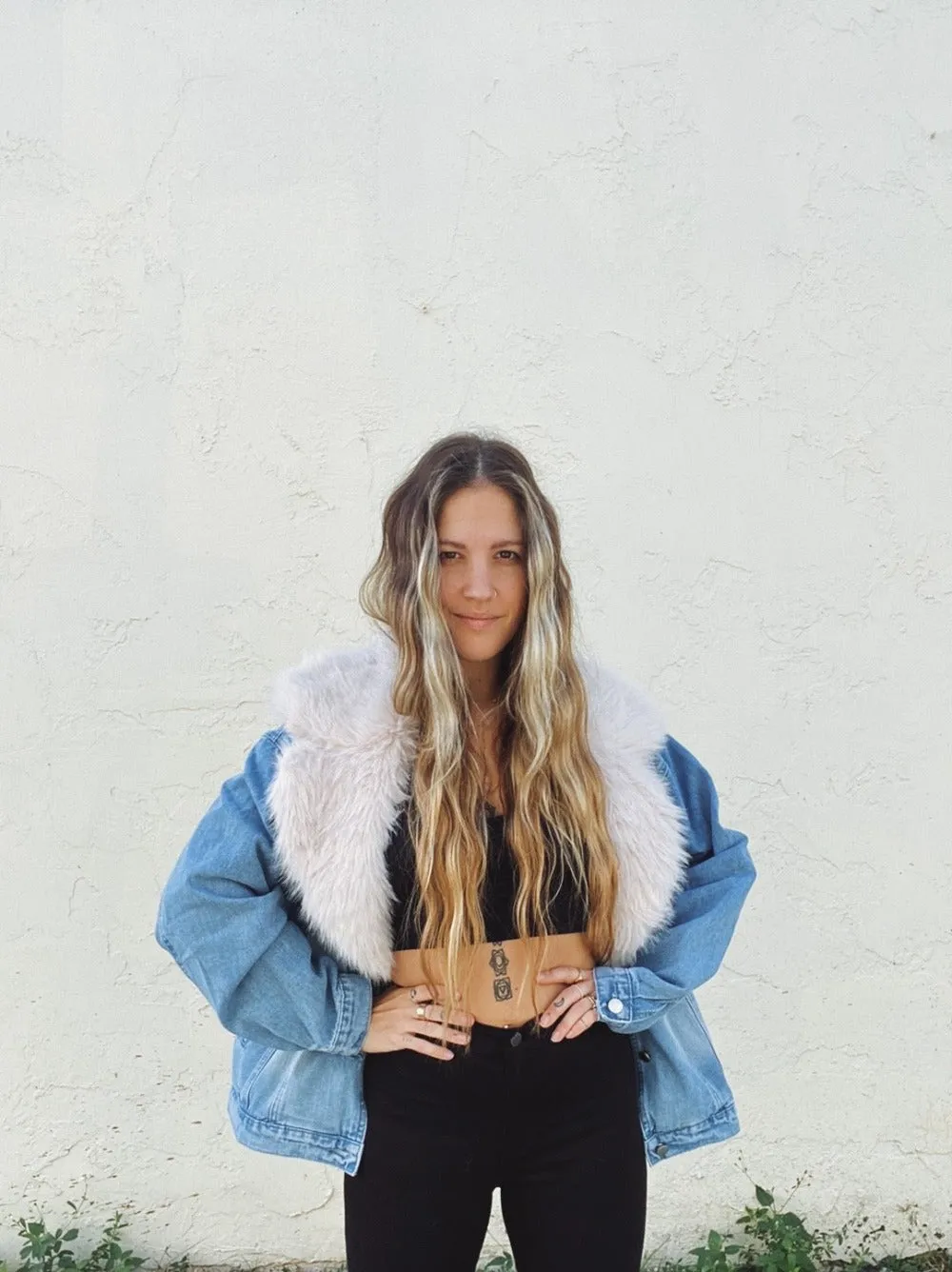 Sugar Momma Fur Trim & Denim Jacket