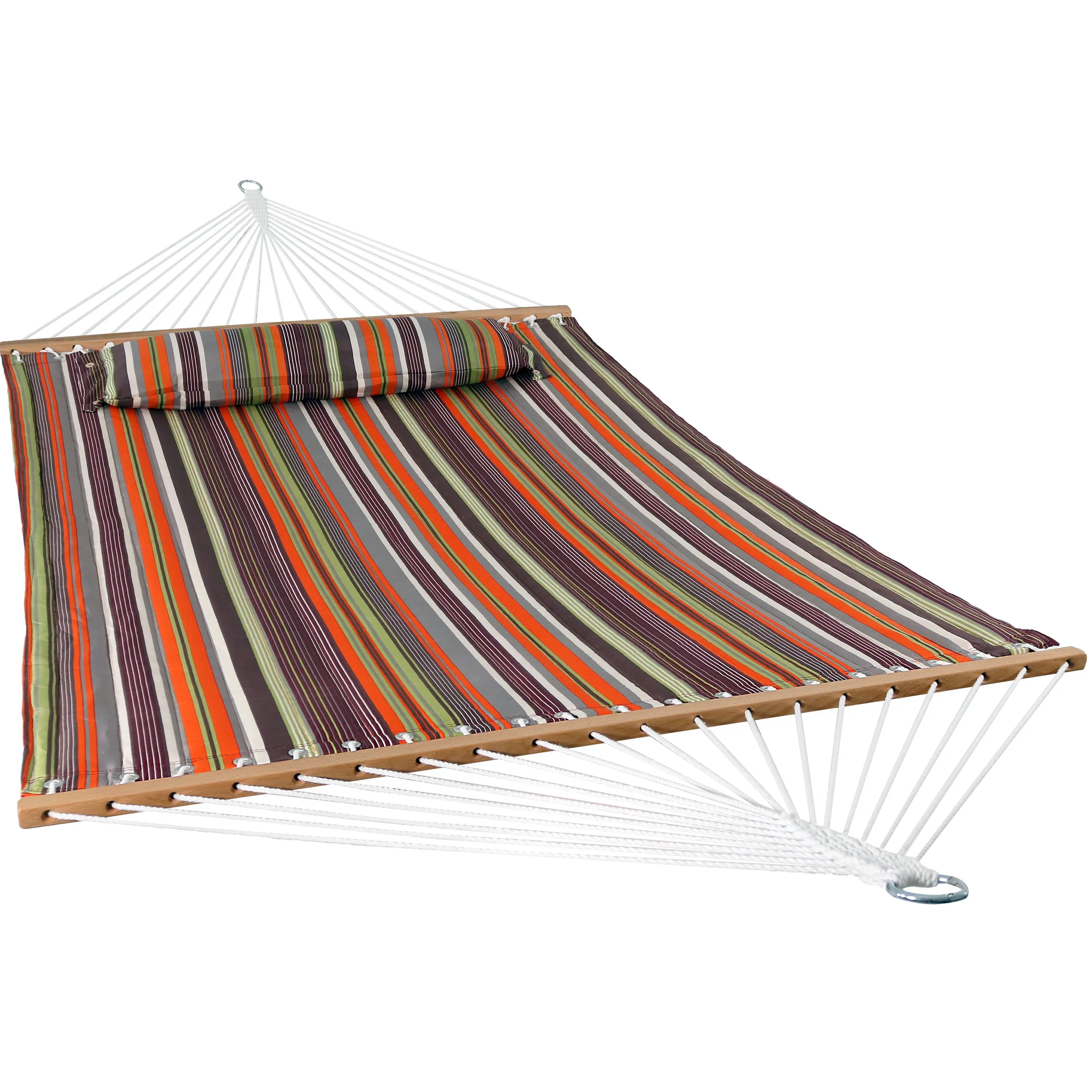 Sunnydaze 2-Person Quilted Fabric Double Hammock with Pillow