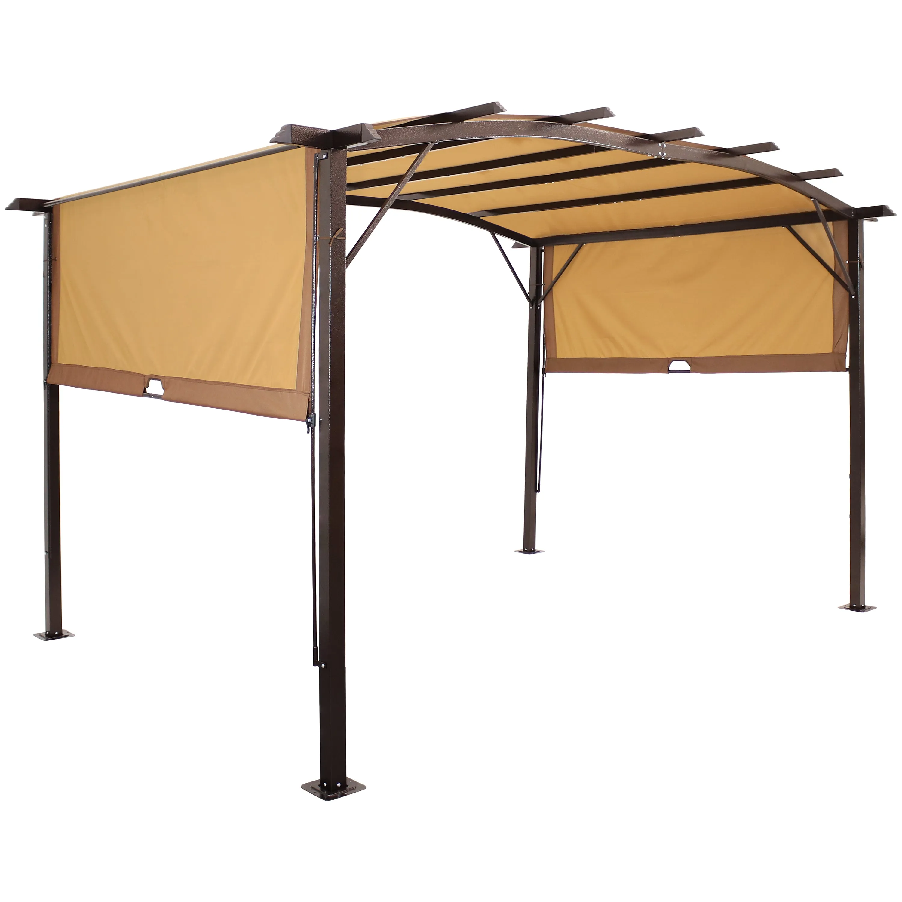 Sunnydaze 9' x12' Metal Arched Pergola with Retractable Canopy