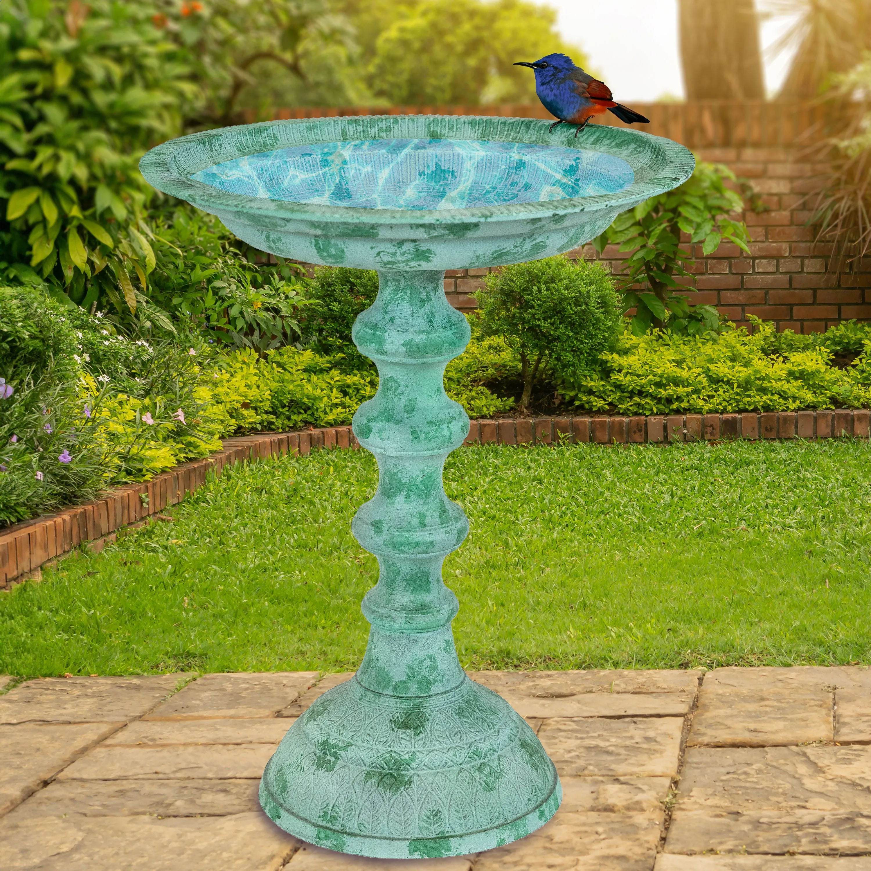 Sunnydaze Backyard Beauty Metal Bird Bath - 18" H