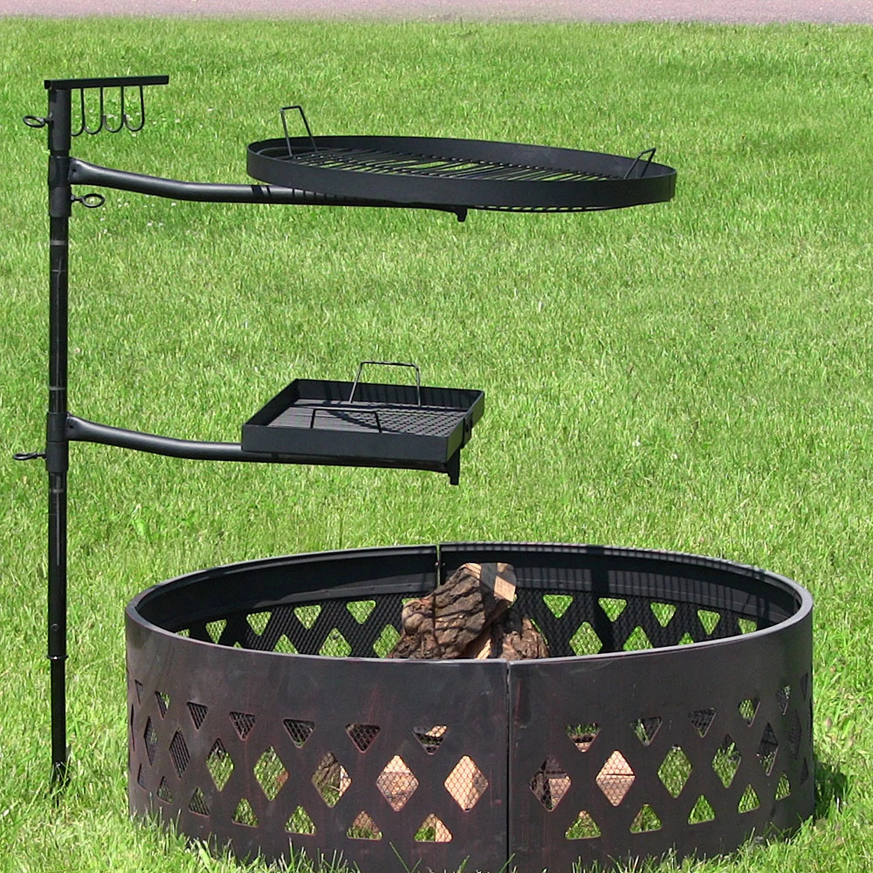 Sunnydaze Dual Campfire Cooking Swivel Grill System