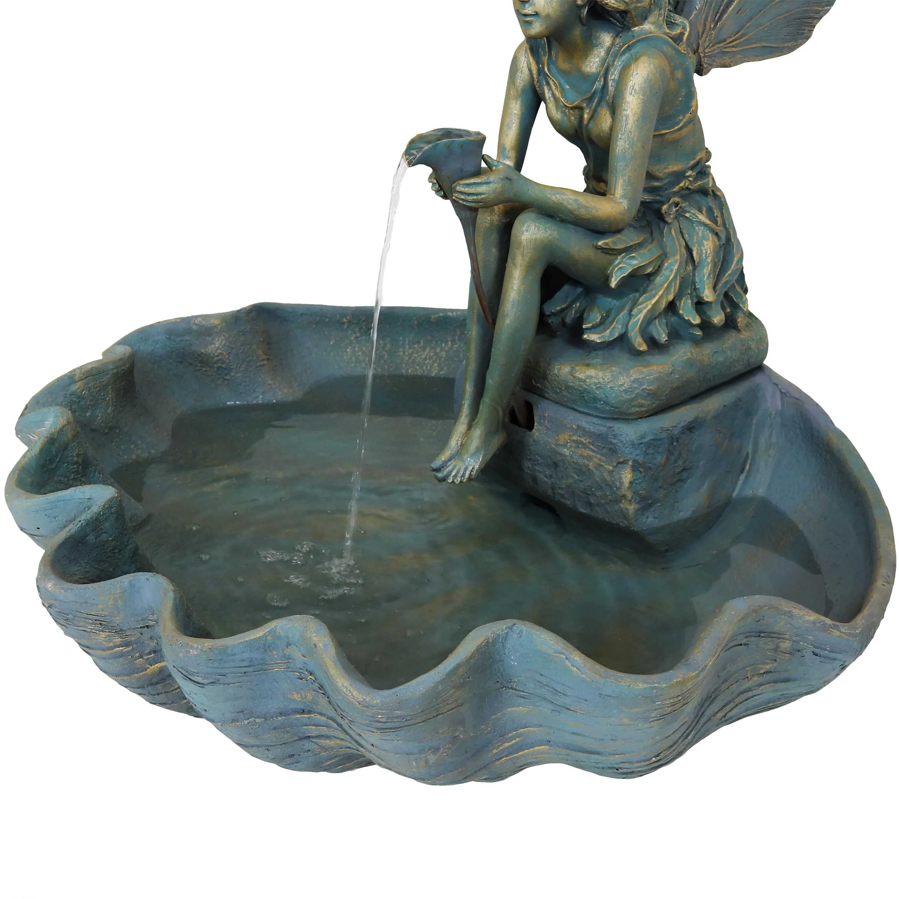 Sunnydaze Fairy Shell Outdoor Water Fountain - 30" H