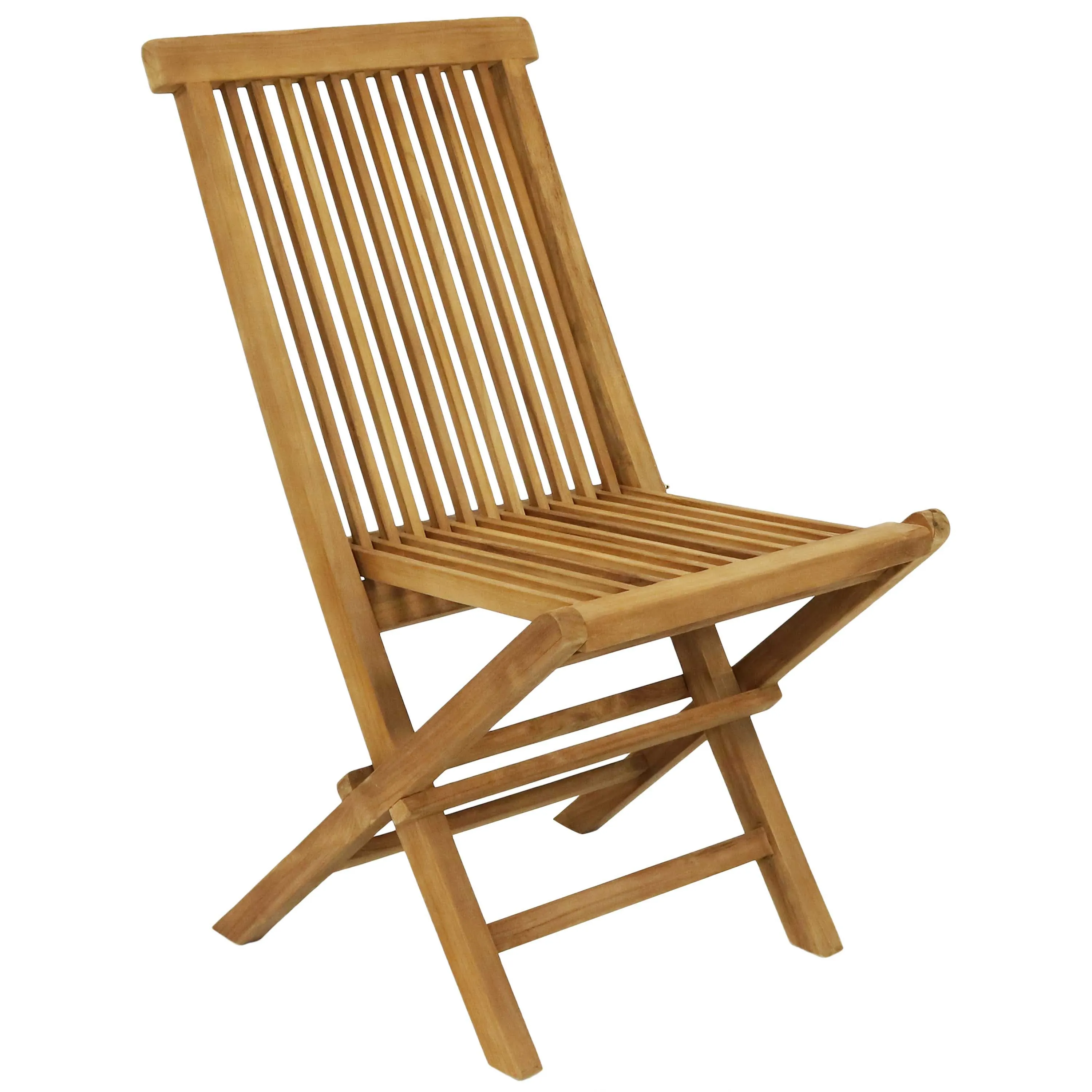 Sunnydaze Hyannis Teak Outdoor Folding Patio Chair with Slat Back