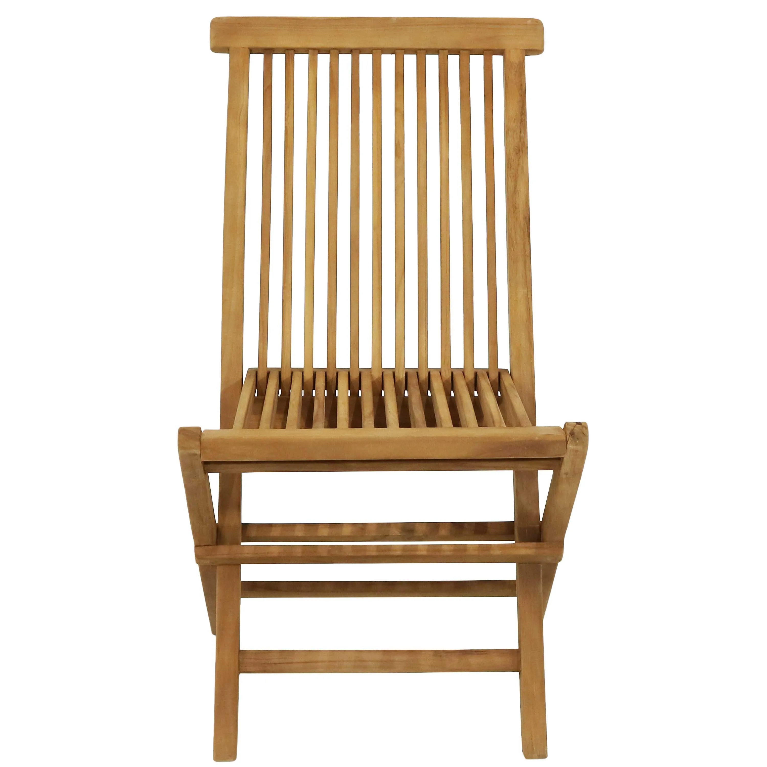 Sunnydaze Hyannis Teak Outdoor Folding Patio Chair with Slat Back