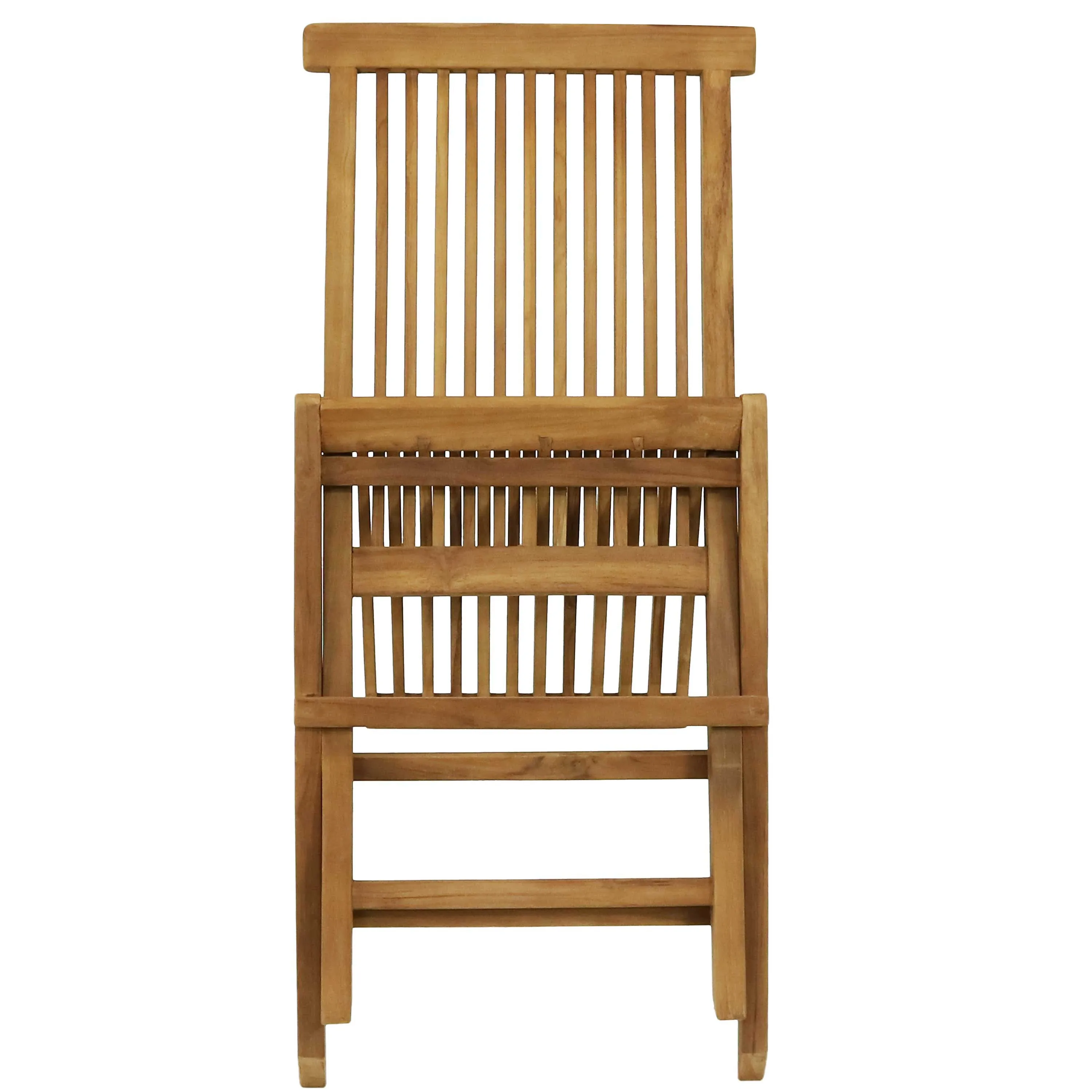 Sunnydaze Hyannis Teak Outdoor Folding Patio Chair with Slat Back