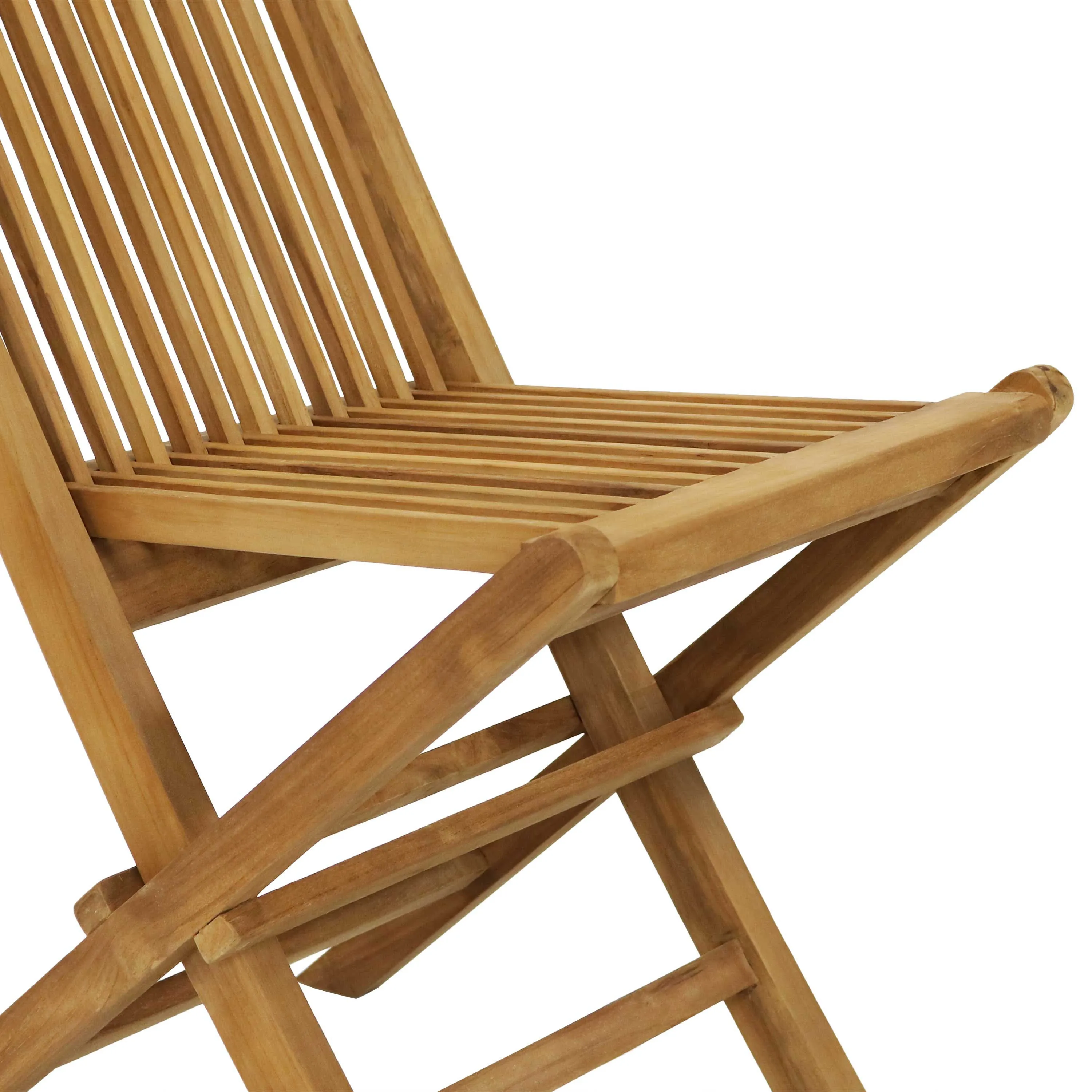 Sunnydaze Hyannis Teak Outdoor Folding Patio Chair with Slat Back