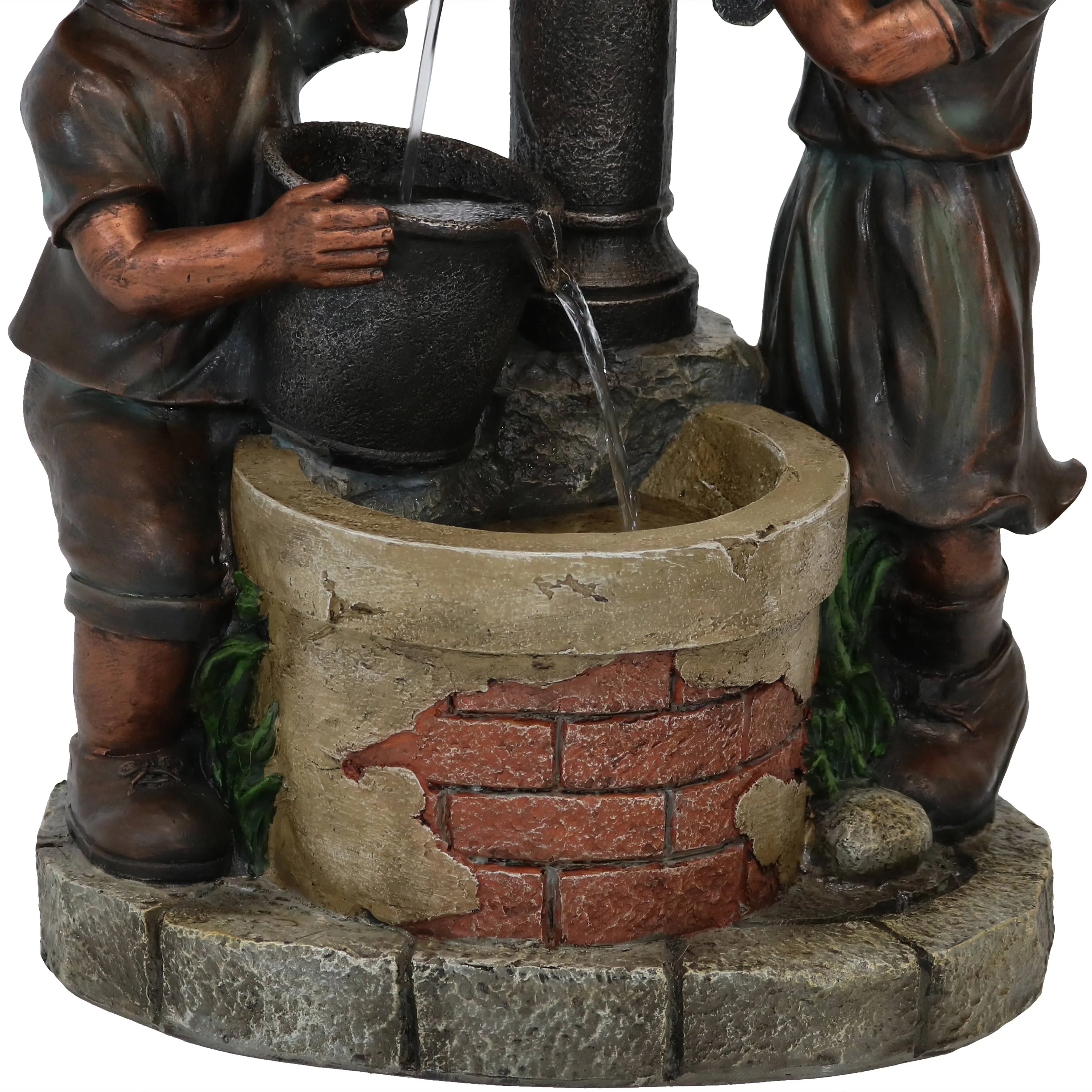 Sunnydaze Jack and Jill at Farmhouse Pump and Well Outdoor Fountain - 24"