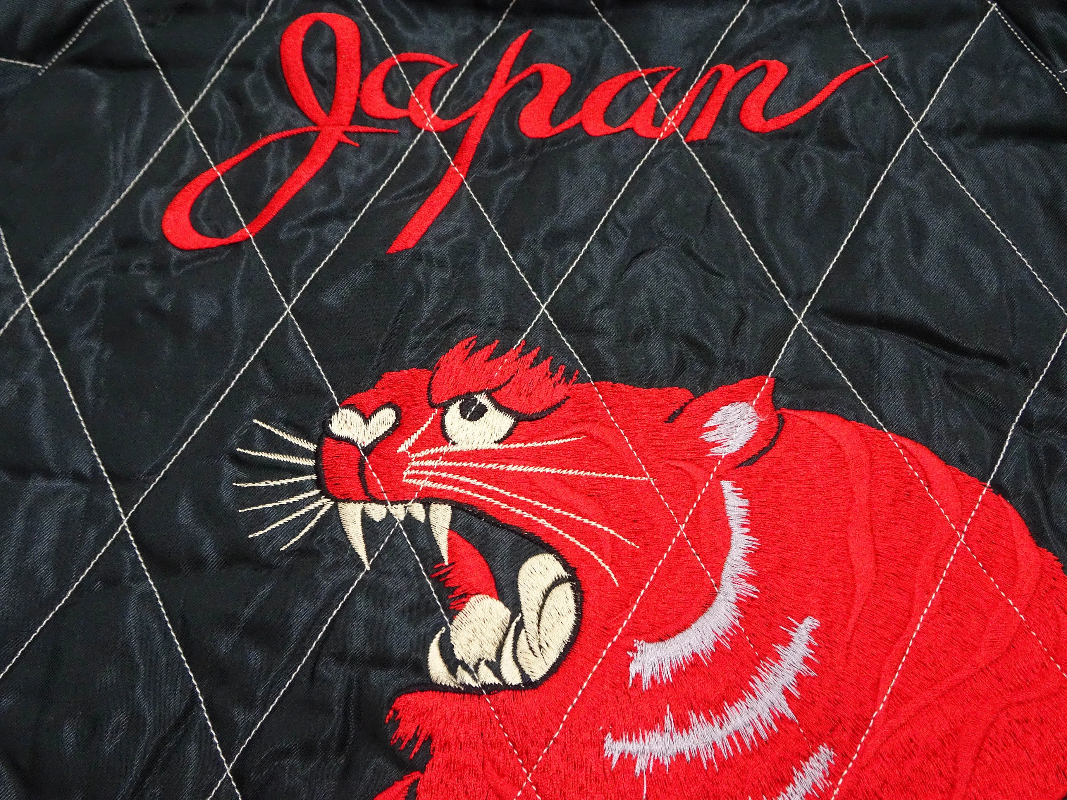 Tailor Toyo Japanese Souvenir Jacket TT15543 Men's Casual Acetate Quilted Sukajan Red Tiger x Japan Map TT15543-119