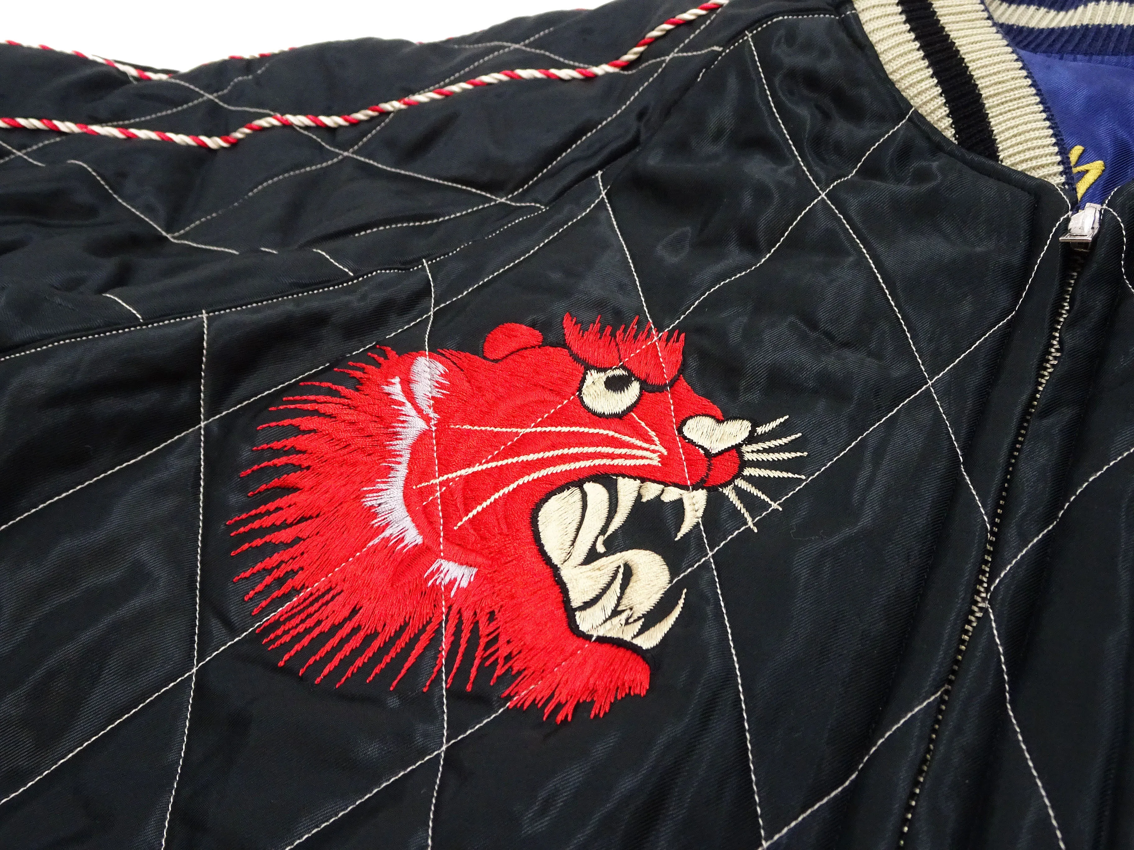 Tailor Toyo Japanese Souvenir Jacket TT15543 Men's Casual Acetate Quilted Sukajan Red Tiger x Japan Map TT15543-119