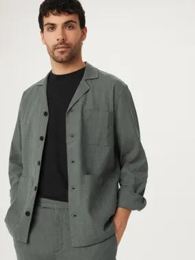 The Linen Overshirt in Smoky Green