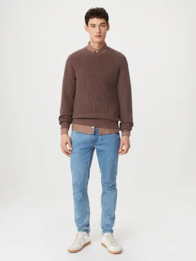 The Ribbed Crewneck Sweater in Dark Clay