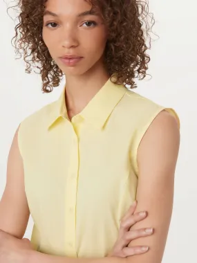 The Sleeveless Crisp Poplin Shirt in Pastel Yellow