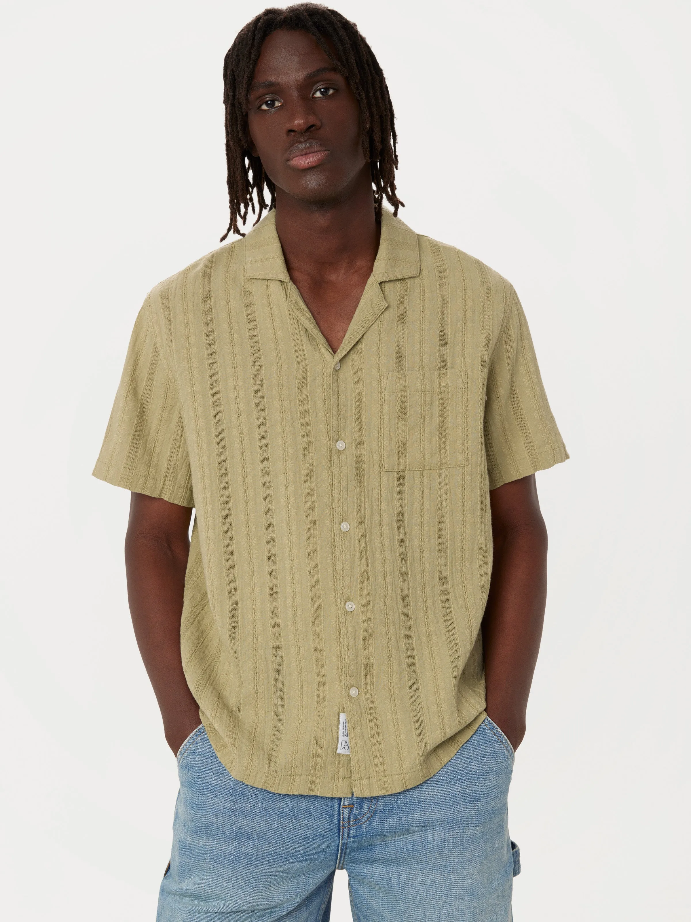 The Textured Camp Collar Shirt in Cardamom