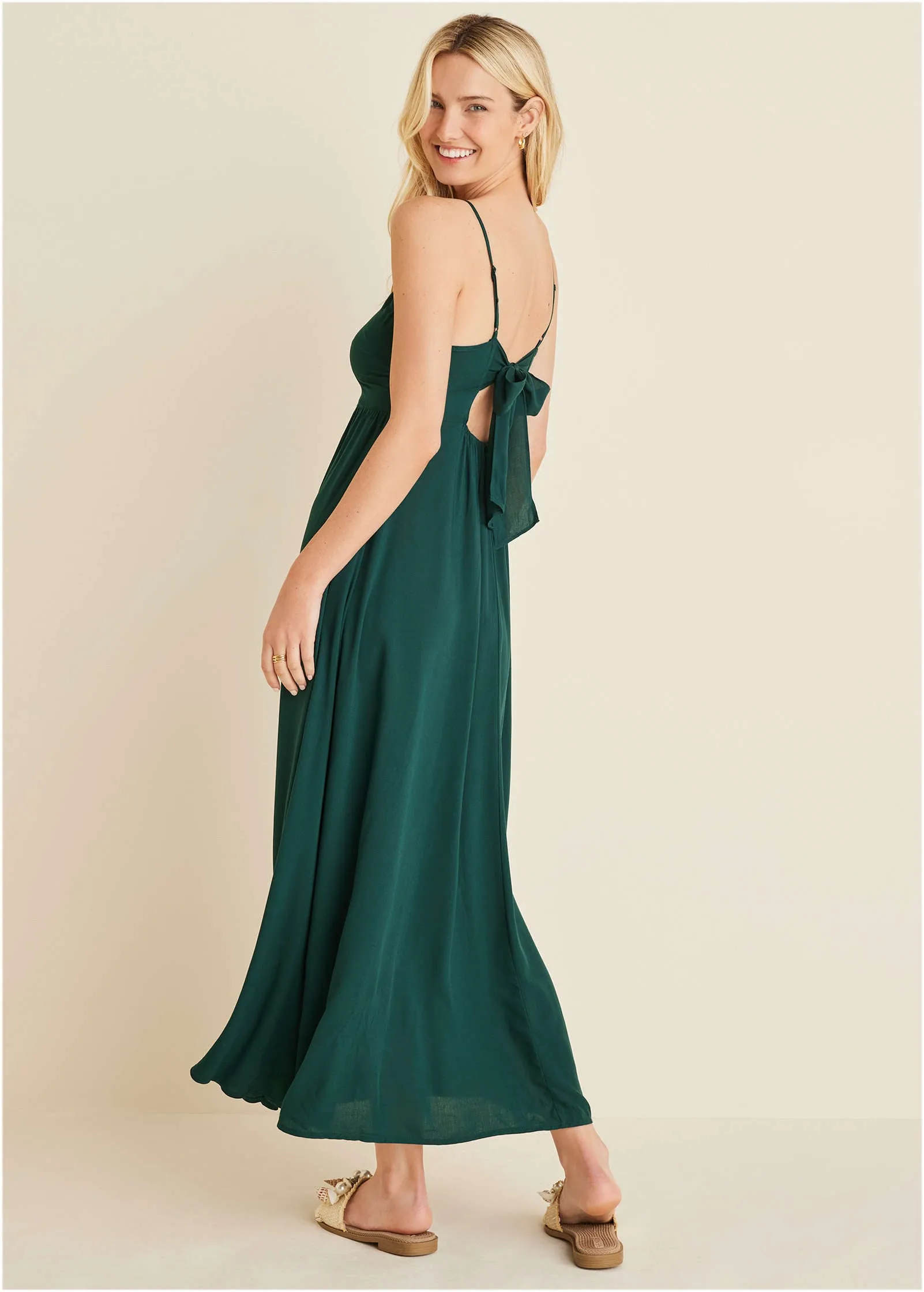 Tie Back Maxi Dress - Olive