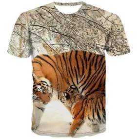 Tiger T-shirt Men Animal Tshirt Printed Lovely T-shirts Graphic Snow Tshirt Anime Funny T shirts Funny Short Sleeve Hip hop