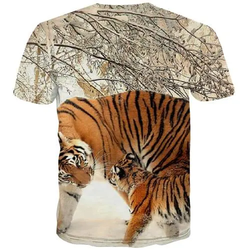 Tiger T-shirt Men Animal Tshirt Printed Lovely T-shirts Graphic Snow Tshirt Anime Funny T shirts Funny Short Sleeve Hip hop