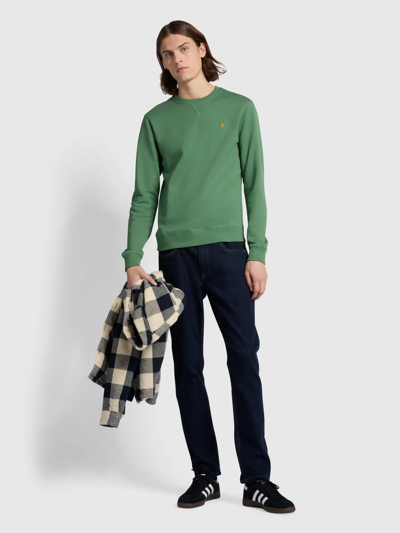 Tim Slim Fit Crew Neck Sweatshirt In Wreath Green