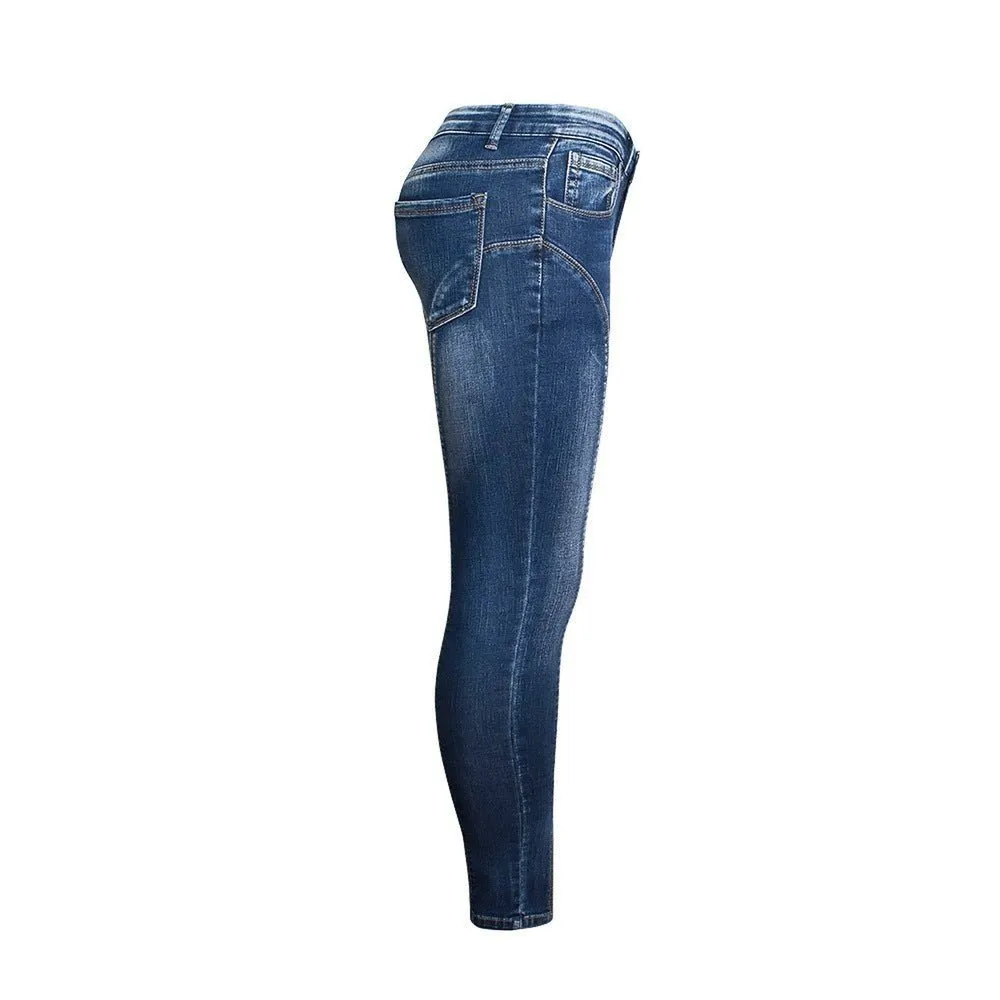 Trendy Split Hem Mid-Waist Jeans