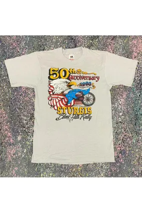 Vintage Deadstock Single Stitch 50th Anniversary 1990 Sturgis Black Hills Rally Tee- M