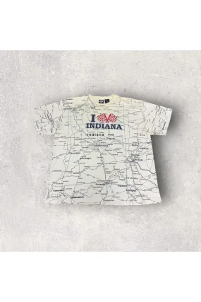 Vintage State of Mine Indiana State Map All Over Print Tee- XL