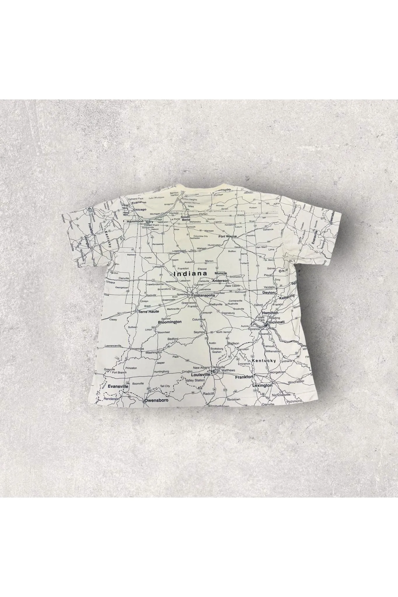 Vintage State of Mine Indiana State Map All Over Print Tee- XL