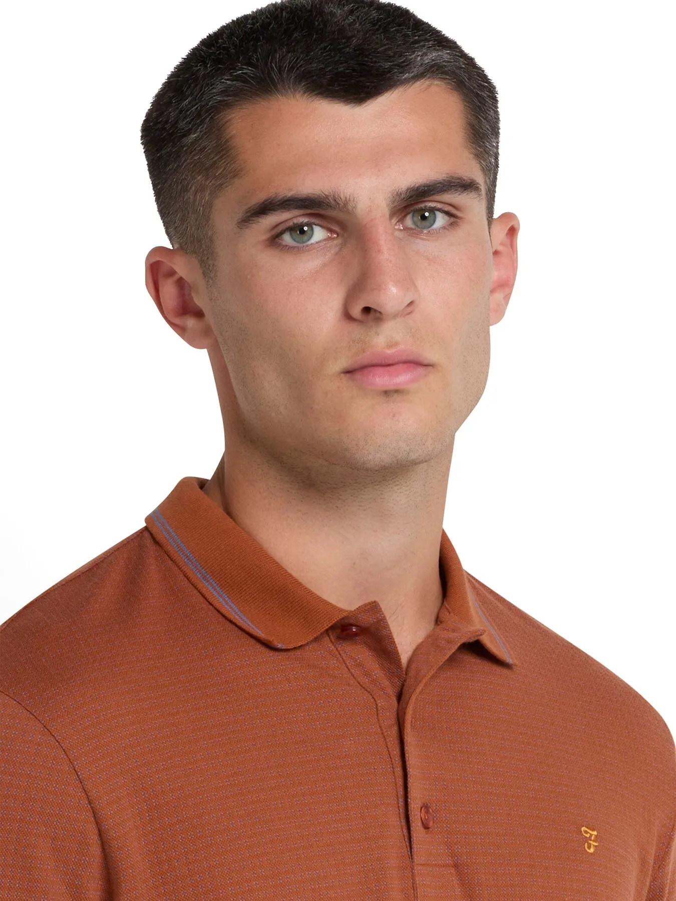 Volo Organic Cotton Textured Polo Shirt In Teak