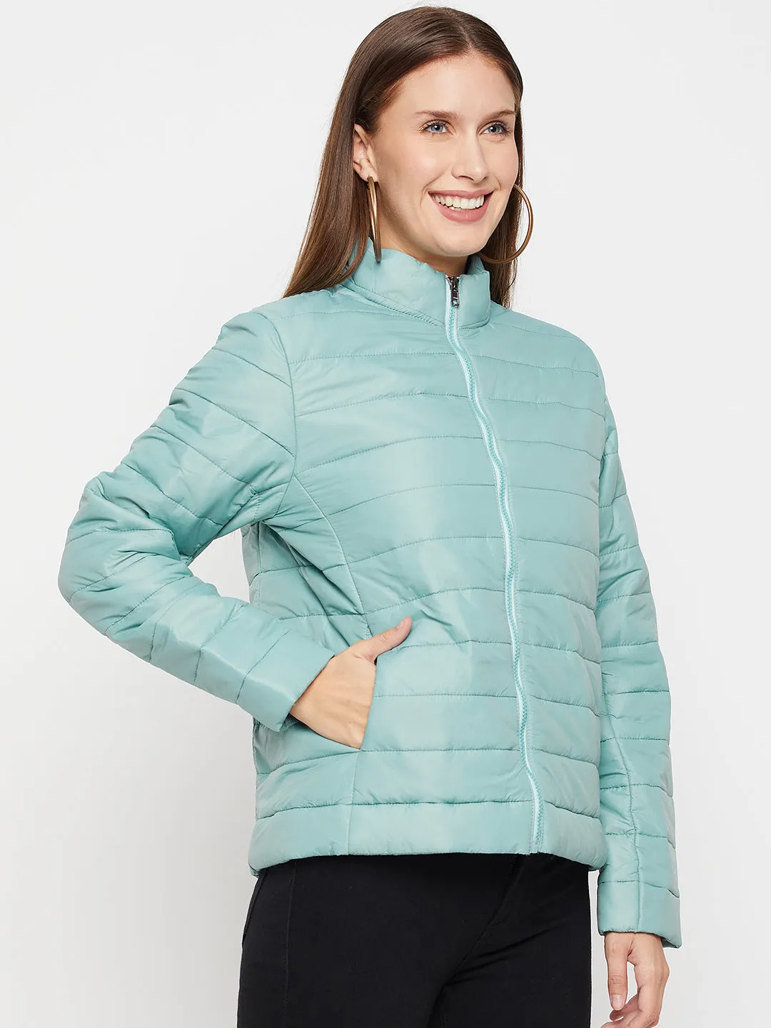 Women's Casual  Mint Quilted  Jacket