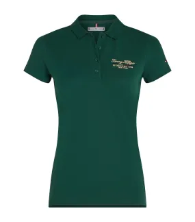 Women's Slim Script Graphic Polo Ornamental Green